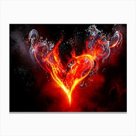 Abstract Digital Painting Of Passion And Love Shaping From Glowing Embers Of Black And Red Flame Sm 2 Canvas Print