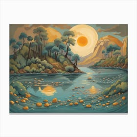 Moon Over The River Canvas Print