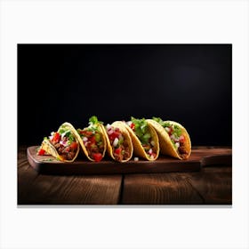 Tacos On A Wooden Board 1 Canvas Print