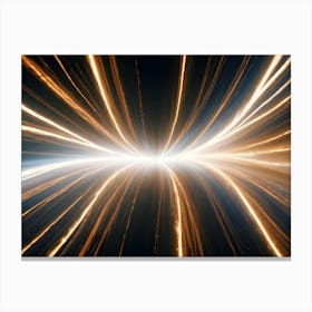 A Dynamic Abstract Image Featuring A White Light Source Surrounded By Glowing, Golden Lines Radiating Outwards Canvas Print