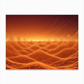 Abstract Image Of A Fiery, Glowing Landscape, Resembling A Digital Representation Of A Volcanic Eruption Or A Fiery World Canvas Print