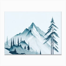 Mountain And Forest In Minimalist Watercolor Horizontal Composition 60 Canvas Print