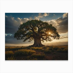 Sunset Over The Baobab Tree Canvas Print