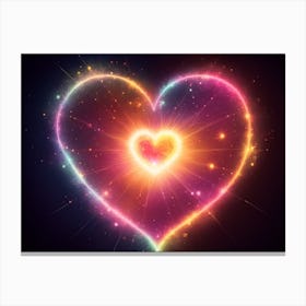 A Colorful Glowing Heart On A Dark Background Horizontal Composition 24 Canvas Print