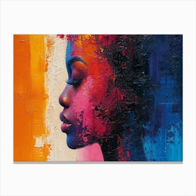 Colorful Chronicles: Abstract Narratives of History and Resilience. Woman'S Face 3 Canvas Print