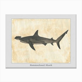 Hammerhead Shark Grey Silhouette 10 Poster Canvas Print