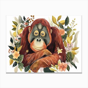 Little Floral Orangutan 1 Canvas Print