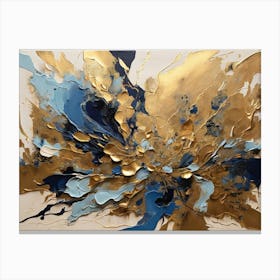 Abstract Gold And Blue Painting Canvas Print