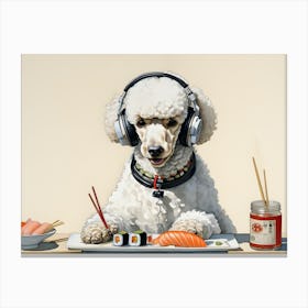 A poodle learning japanese Canvas Print