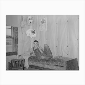 Son Of Woman Tenant Farmer On Daybed In Corner Of Living Room Near Sallisaw, Oklahoma By Russell Lee Canvas Print