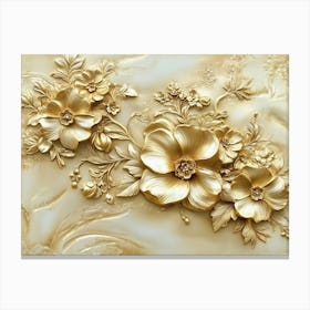 3d Gold Flowers 1 Canvas Print