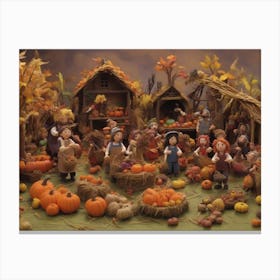 Thanksgiving Village Canvas Print