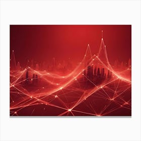 Abstract Image Of A Futuristic Cityscape Silhouetted Against A Red Background Canvas Print