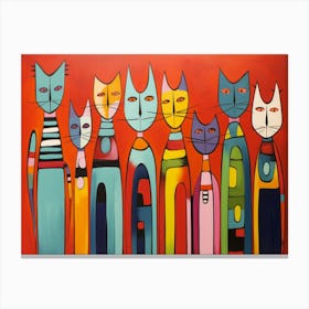 Cats In A Row 4 Canvas Print