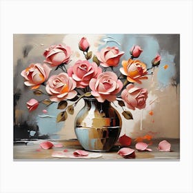 Roses In A Vase Abstract Canvas Print