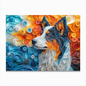 Australian Shepherd Paper Quilling Dog Portrait Canvas Print