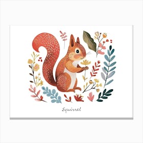 Little Floral Squirrel 1 Poster Canvas Print