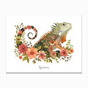 Little Floral Iguana 3 Poster Canvas Print
