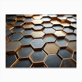 3d Hexagon Rendering Designative Honeycomb Canvas Print