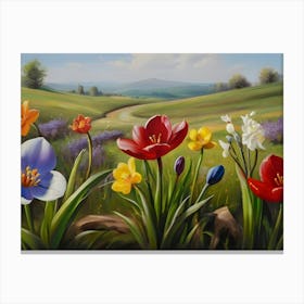 Spring Flowers Oil Painting 03 Canvas Print