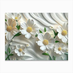 White Flowers On A Wall Canvas Print