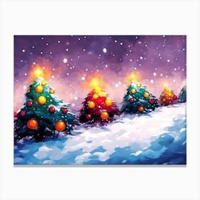 Christmas Trees In The Snow Canvas Print