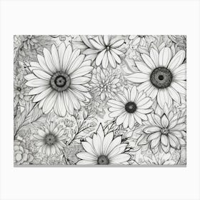 Black And White Flowers 7 Canvas Print