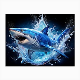 Great White Shark Leaping Out Of Water Canvas Print