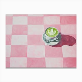 Matcha Latte Pink Checkerboard 4 Canvas Print