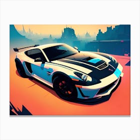 Racing Car In The City Canvas Print