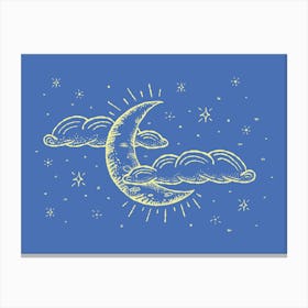 Crescent moon on blue Canvas Print