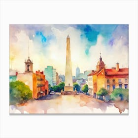 Watercolor Of Boston Canvas Print