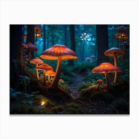 Magical gloving Mushroom Forest 2 Canvas Print