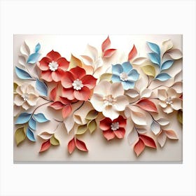 Blossoming 3d Floral Artistry Leaves, Flowers And A Mesmerizing Illusion 1 Canvas Print