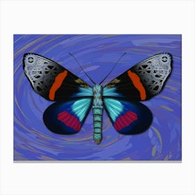 Mechanical Butterfly The Milionia Grandis On A Purple Background Canvas Print