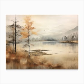 A Painting Of A Lake In Autumn 17 Canvas Print