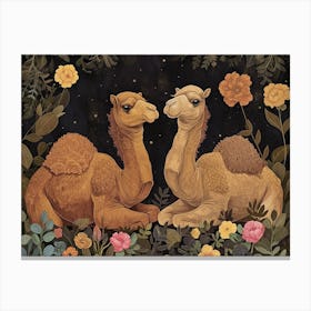 Floral Animal Illustration Camel 1 Canvas Print