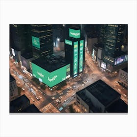 Aerial View Of Times Square At Night With Illuminated Billboards 6 Canvas Print