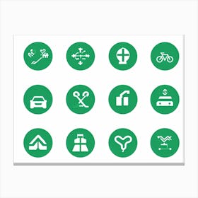 Green And White Icons Canvas Print