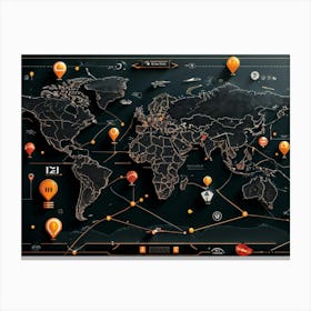 A Detailed Graphic Illustration Of Global Positioning System Icons And Symbols Floating Seamlessly Canvas Print