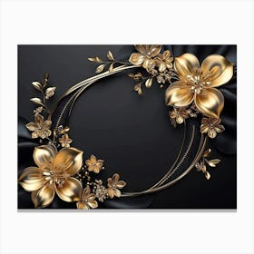 Gold Floral Frame 5 Canvas Print