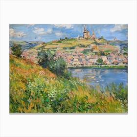 Tranquil Lakeside Vista Painting Inspired By Paul Cezanne Canvas Print