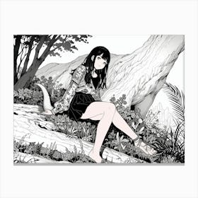 Girl In The Woods Canvas Print