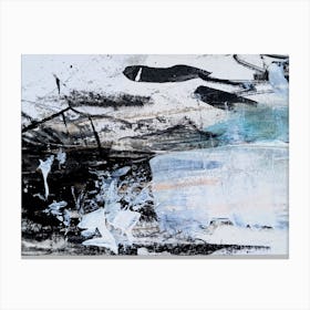 Abstract Painting Black White Blue Canvas Print