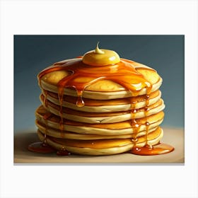 A Stack Of Pancakes With Syrup And Butter Canvas Print