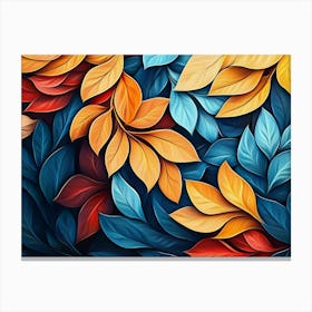 Beautiful Illustration Of Colorful Leaves 5 Canvas Print