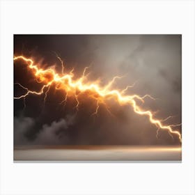 Realistic Lightning Strike Hitting The Ground In A Dark And Stormy Environment Canvas Print