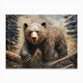 Elegant 3d Bear Relief Art Stunning Ambiance Canvas Print