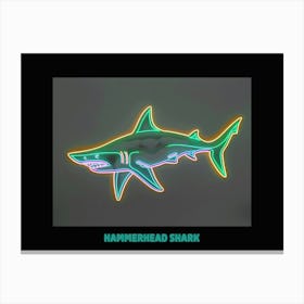 Green Scalloped Hammerhead Neon Shark 5 Poster Canvas Print