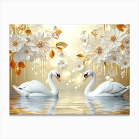 Swans In Water 1 Canvas Print